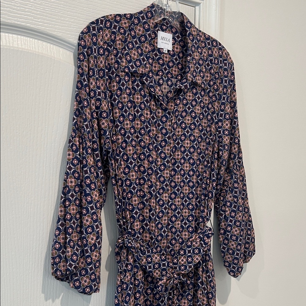 Misa Los Angeles Navy Floral Long Sleeve Dress - Picture 6 of 11